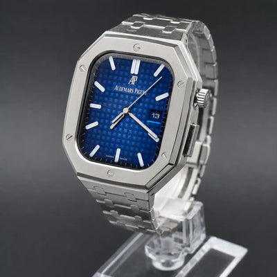 Apple Watch Mod Steel Case & Strap – Silver Oak Style - 