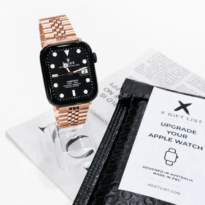 Apple Watch Mod Jubilee Steel Strap – Rose Gold Datejust Style - 