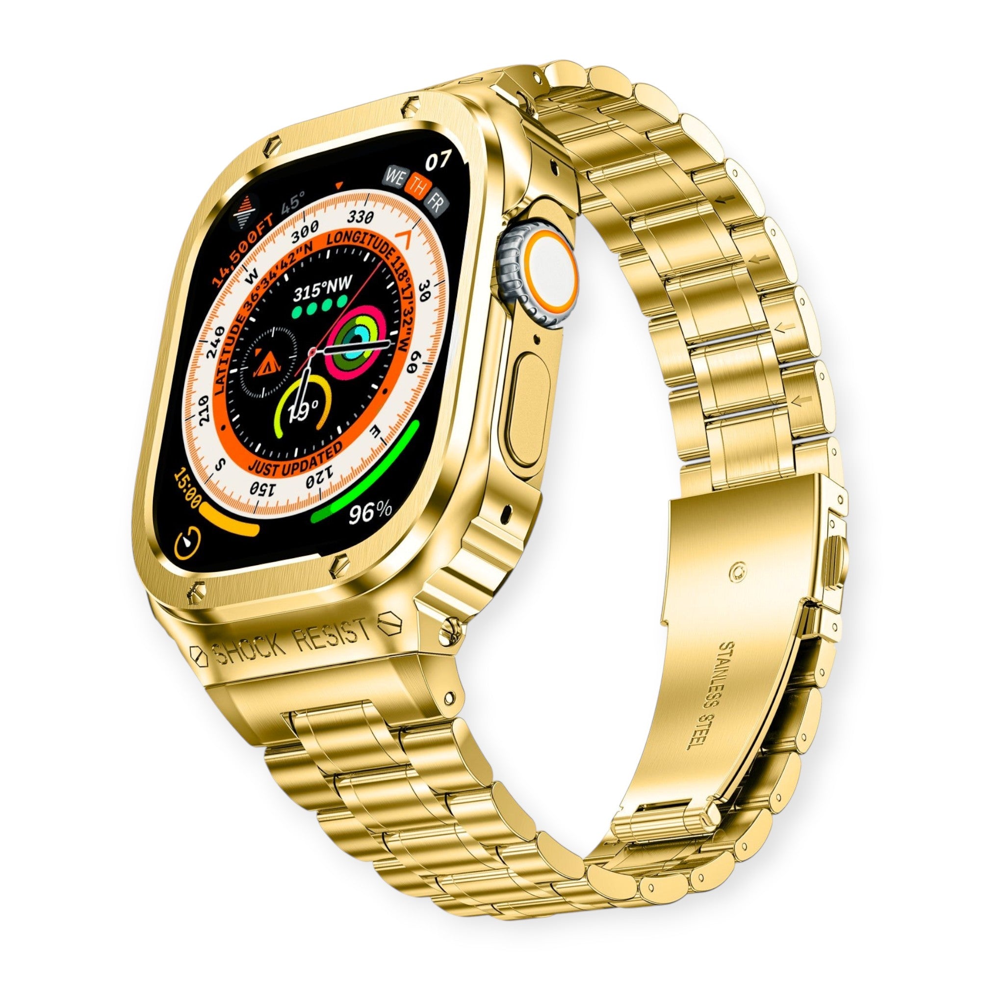 Gold Apple Watch Stainless Steel Case & Band Set | Sport Style
