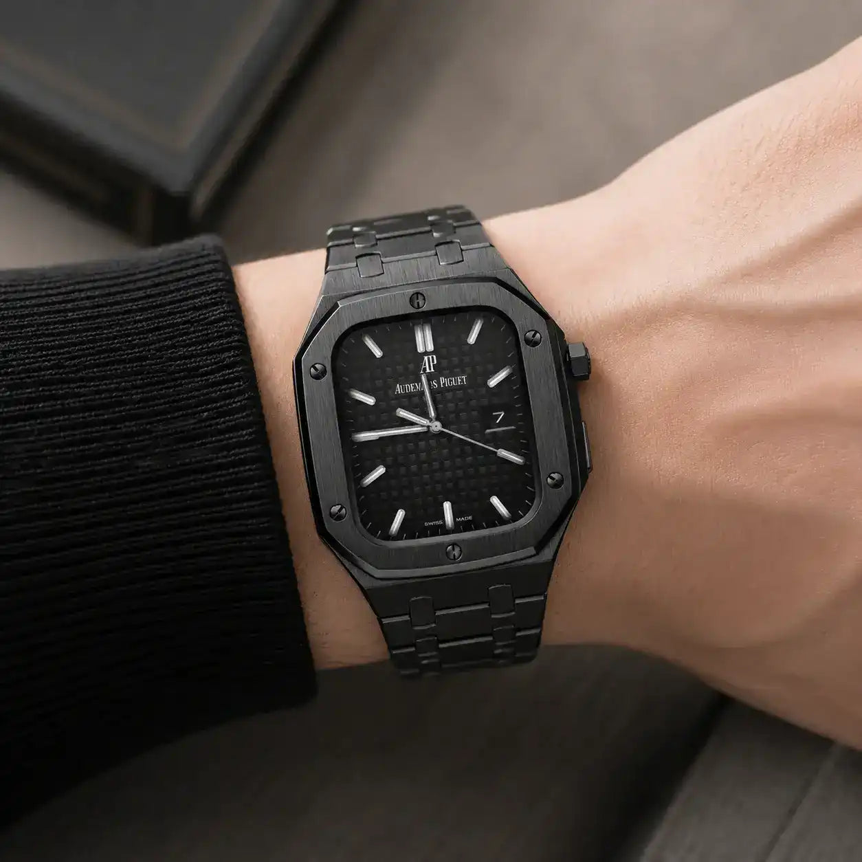 Apple Watch Mod Steel Case & Strap – Black Oak Style - 