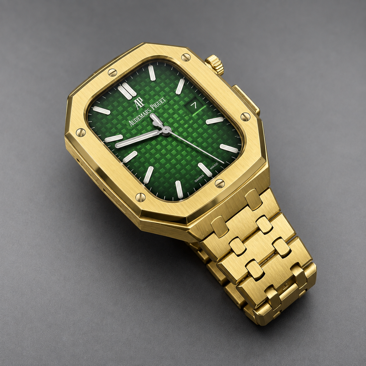 Gold Steel Apple Watch Case & Band Set | Royal Oak Mod Kit - 