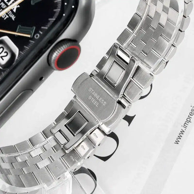 Apple Watch Mod Jubilee Steel Strap – Black & Gold Datejust Style - 