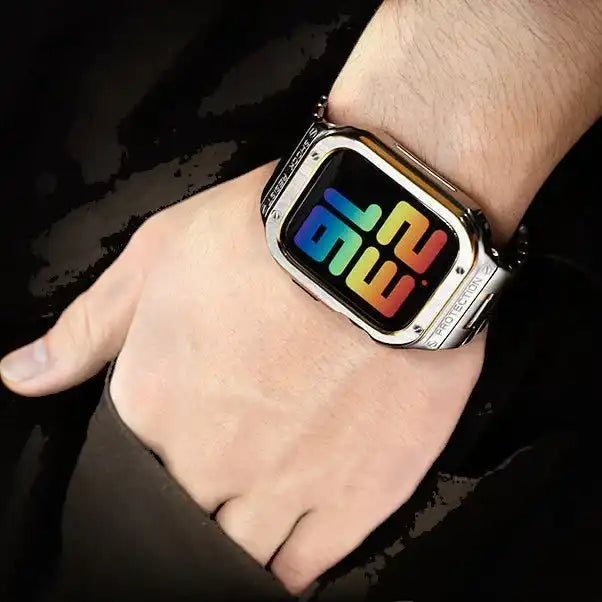Silver & Gold Two-Tone Apple Watch Stainless Steel Case & Band Set | Sport Style