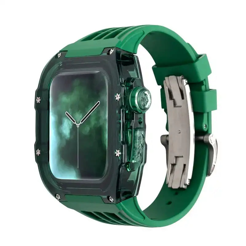 Transparent Green Apple Watch Case & Fluororubber Band Set | RM Style