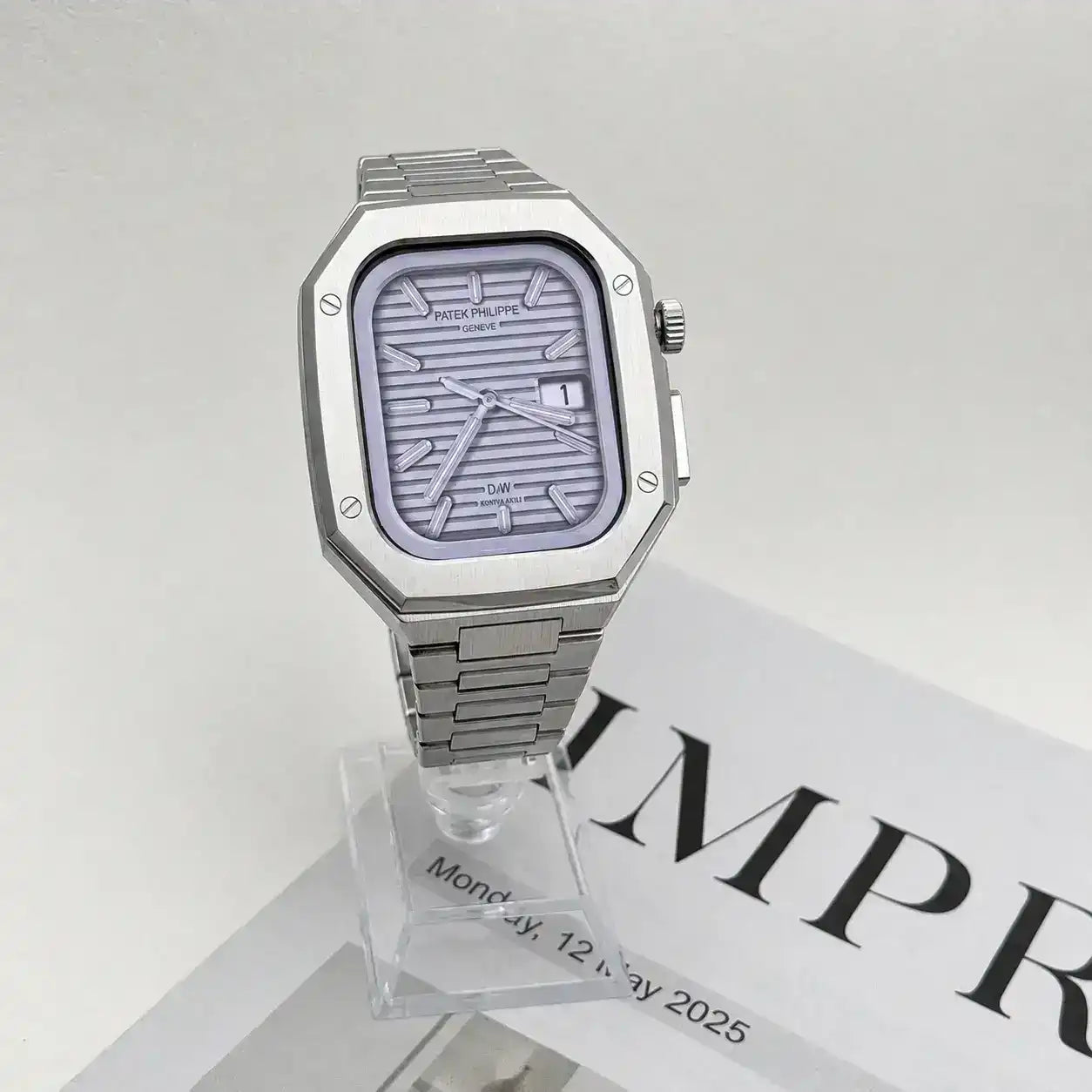 Apple Watch Mod Steel Case & Strap – Silver Nautilus Style - 
