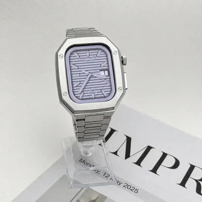 Apple Watch Mod Steel Case & Strap – Silver Nautilus Style - 