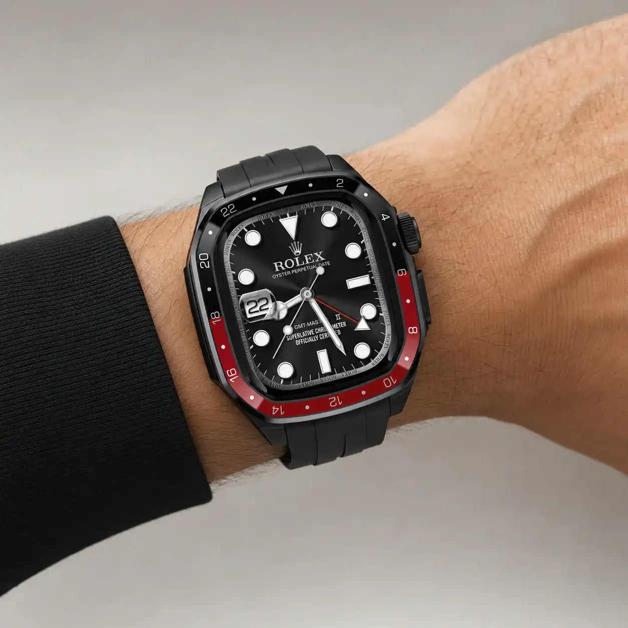 Apple Watch Mod Zinc Alloy Case & Rubber Strap – Coke GMT Style - 