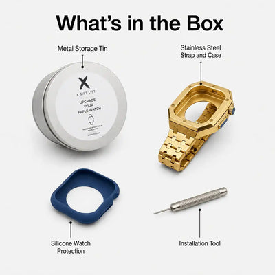 Apple Watch Mod Steel Case & Strap – Gold Oak Style - 