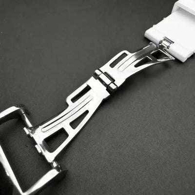 Apple Watch Mod Steel Case & Rubber Strap – Silver Oak Style - 