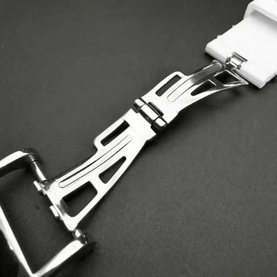 Silver Steel Apple Watch Case & Rubber Band Set | Royal Oak Mod Kit - 