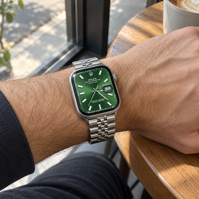 Silver Jubilee Stainless Steel Apple Watch Band | Datejust Style - 