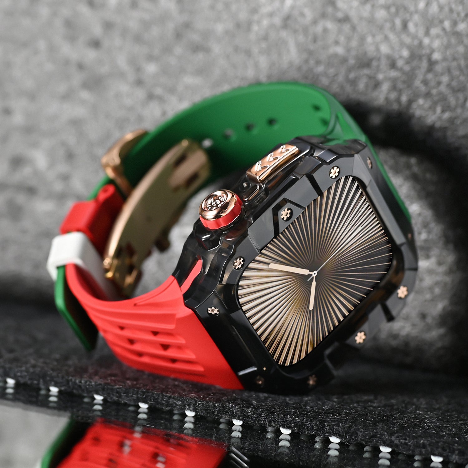 Smoke Black Apple Watch Case & Fluororubber Band Set – 46mm | RM Style