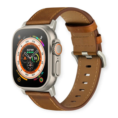 Red Brown Genuine Leather Apple Watch Band | Dress Style
