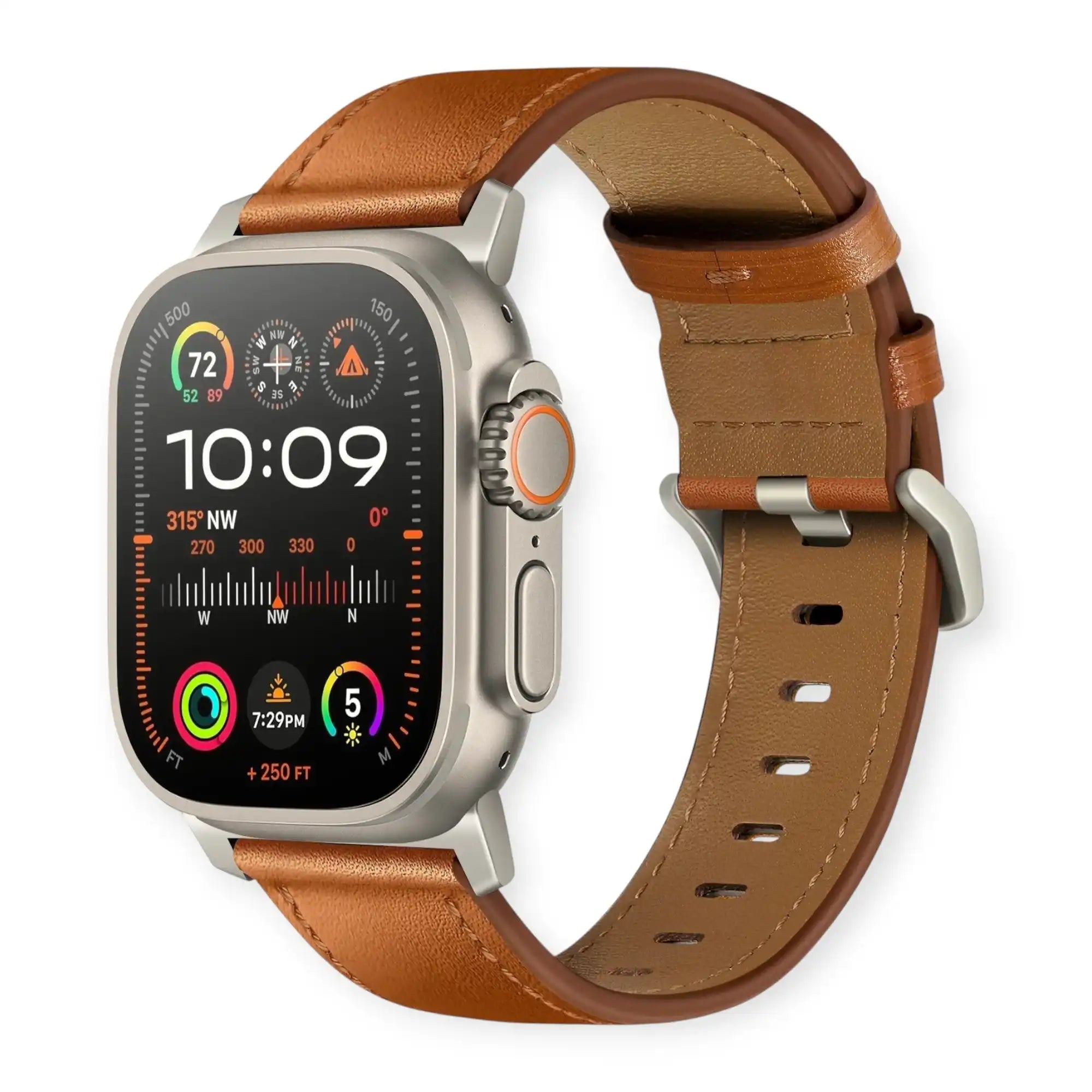 Brown Oil-Waxed Genuine Leather Apple Watch Band | Dress Style