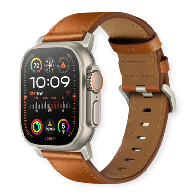 Brown Oil-Waxed Genuine Leather Apple Watch Band | Dress Style