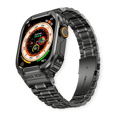 Black Apple Watch Stainless Steel Case & Band Set | Sport Style