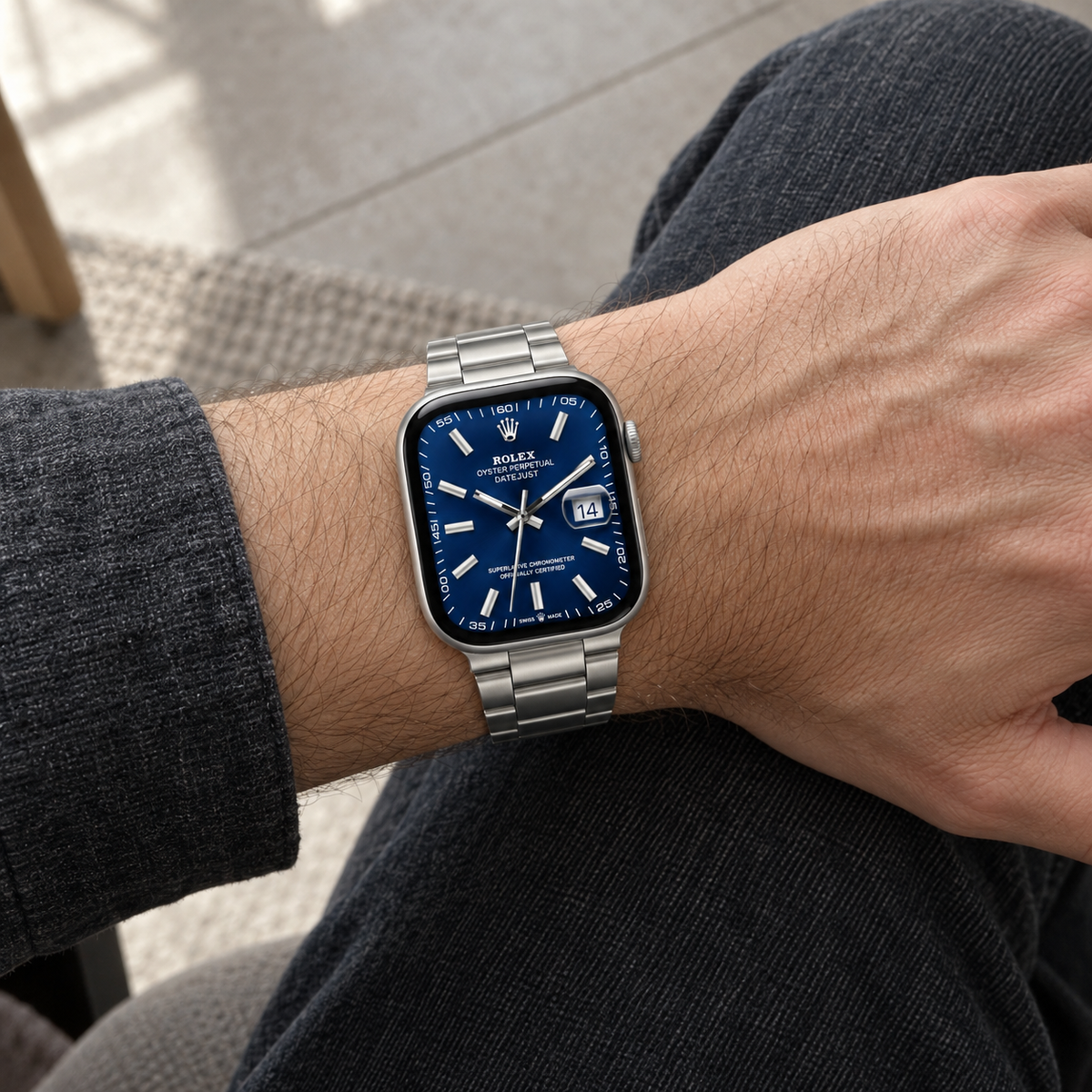 Silver Stainless Steel Apple Watch Band | Oyster Style - 
