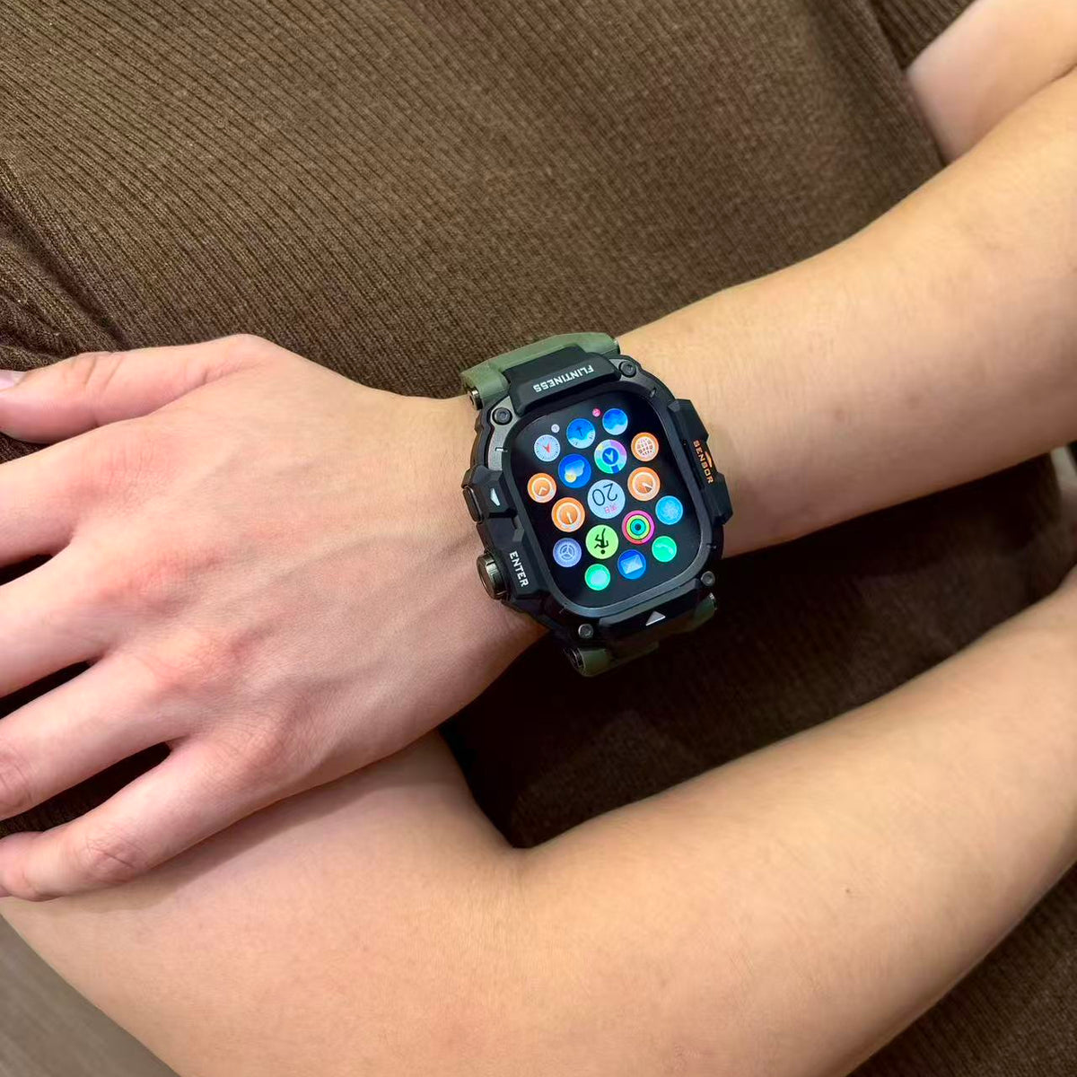 Green Apple Watch Ultra Armor Case & Band Set | Outdoor Mod Kit - 