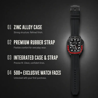 Apple Watch Mod Zinc Alloy Case & Rubber Strap – Coke GMT Style - 