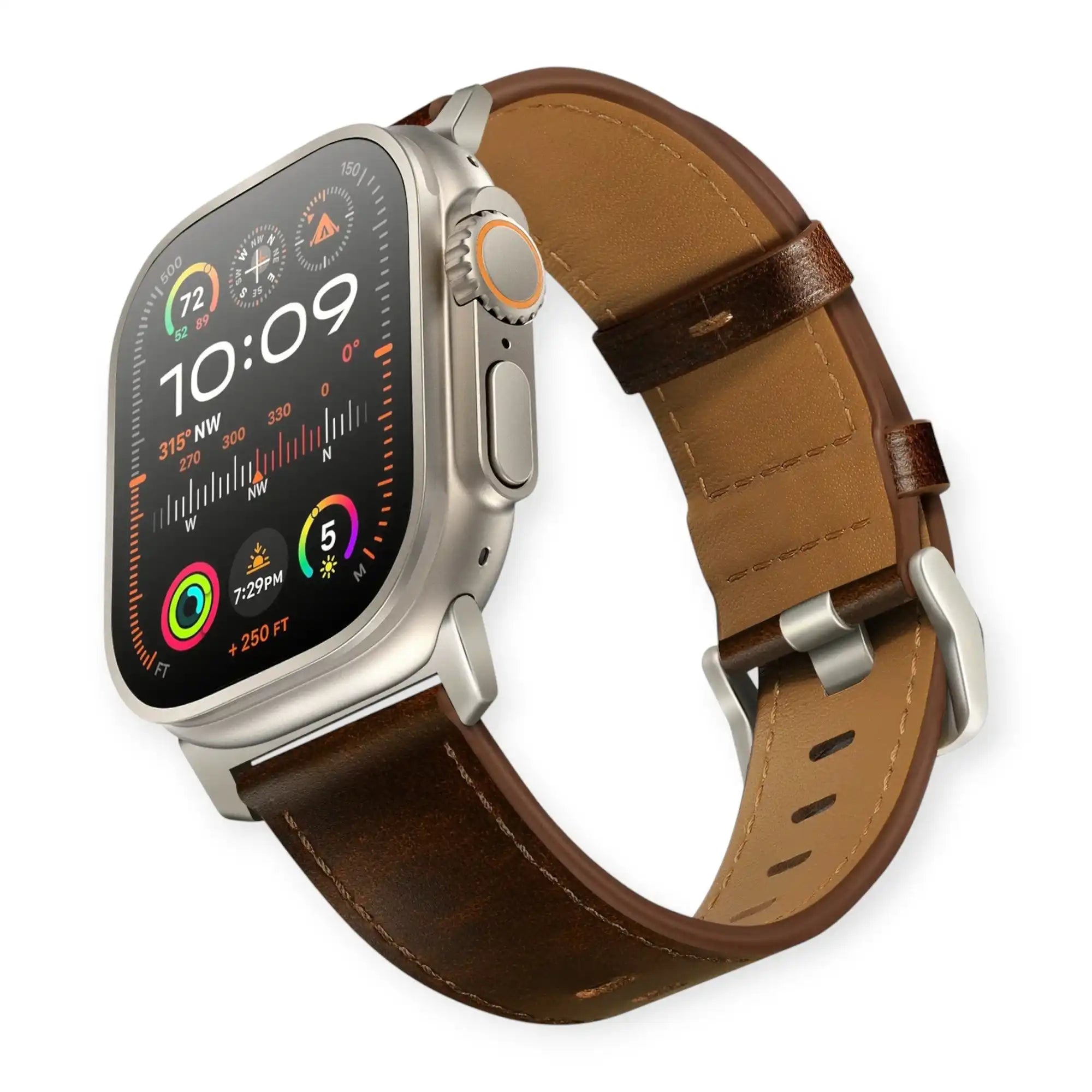 Waxed Coffee Brown Genuine Leather Apple Watch Band | Dress Style
