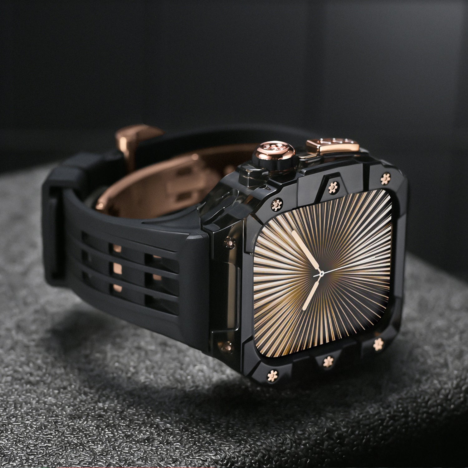 Smoke Black Apple Watch Case & Fluororubber Band Set – 46mm | RM Style