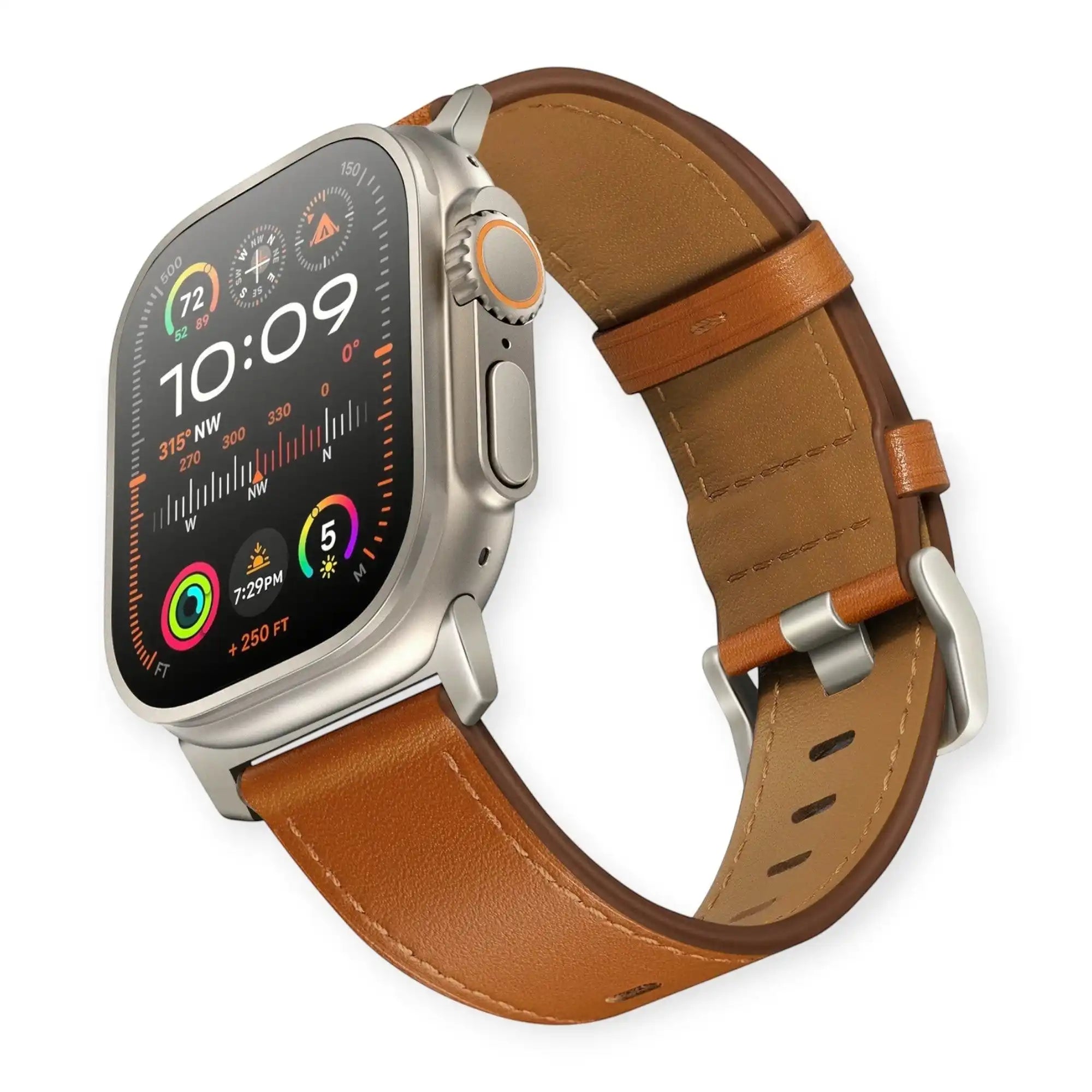 Brown Oil-Waxed Genuine Leather Apple Watch Band | Dress Style