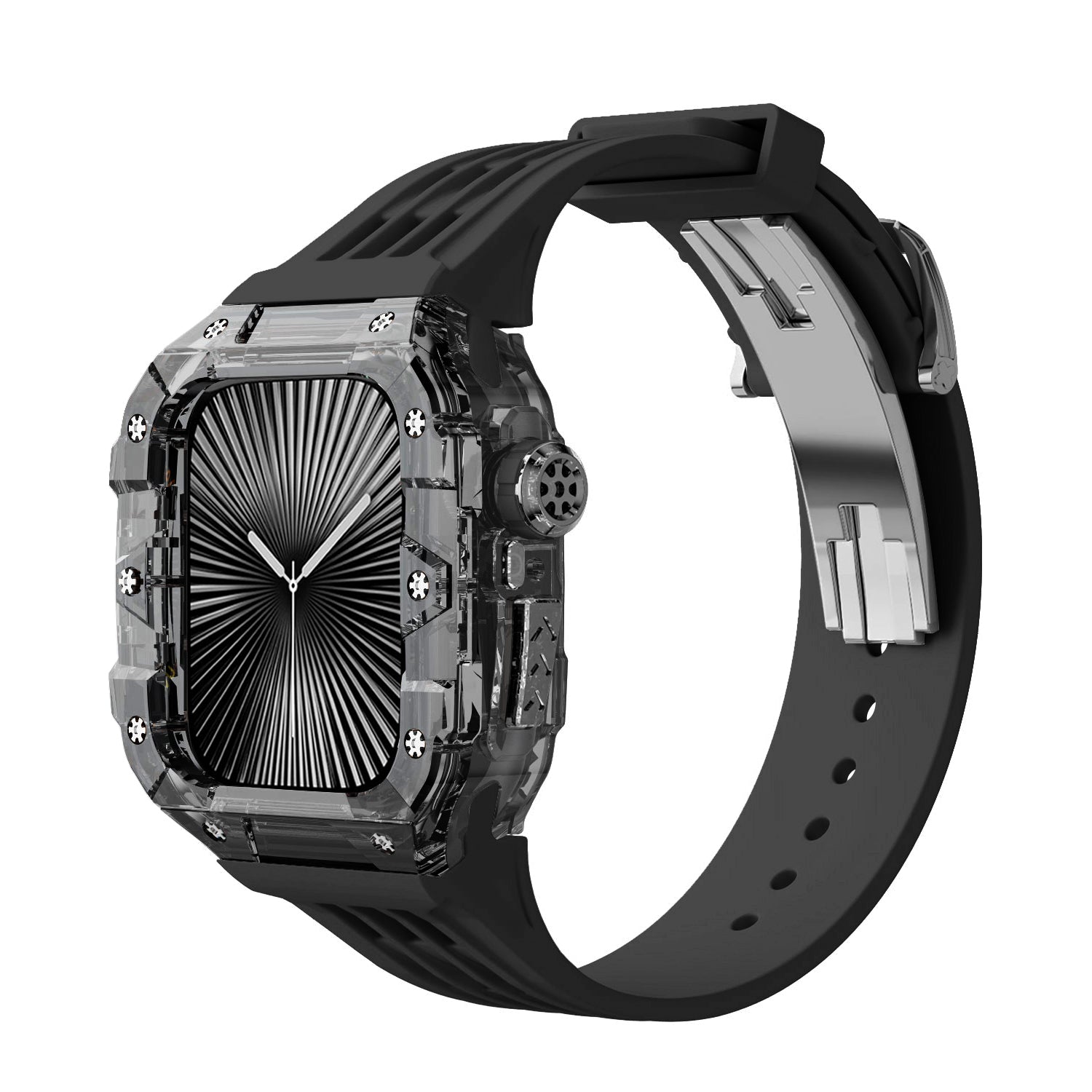 Smoke Black Apple Watch Case & Fluororubber Band Set – 46mm | RM Style