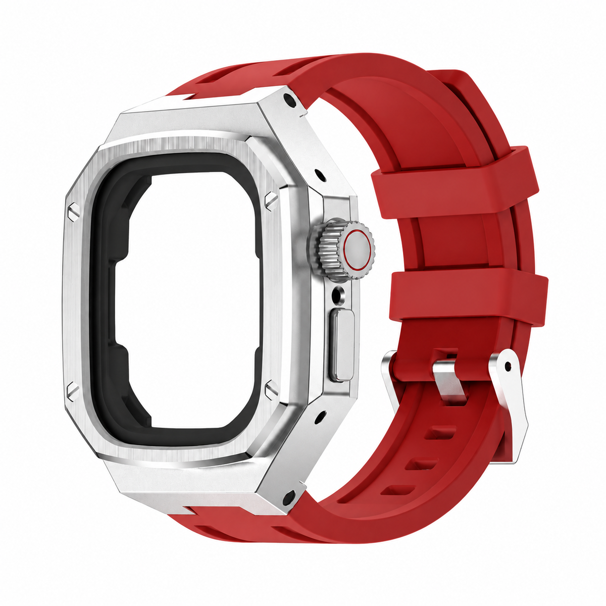 Silver Steel Apple Watch Ultra Case & Rubber Band Set | Royal Oak Mod Kit - 
