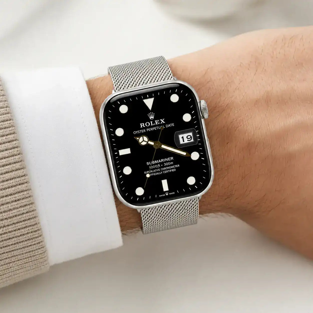 Apple Watch Mod Milanese Steel Strap – Silver Classic Style - 