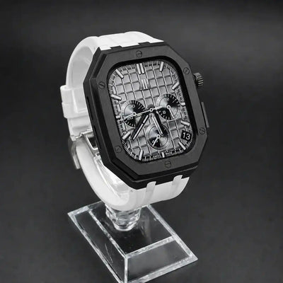 Black Steel Apple Watch Case & Rubber Band Set | Royal Oak Mod Kit - 