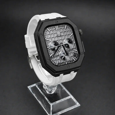 Apple Watch Mod Steel Case & Rubber Strap – Black Oak Style - 