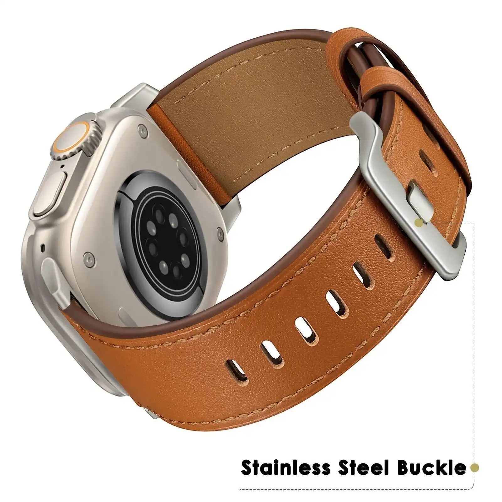 Brown Oil-Waxed Genuine Leather Apple Watch Band | Dress Style