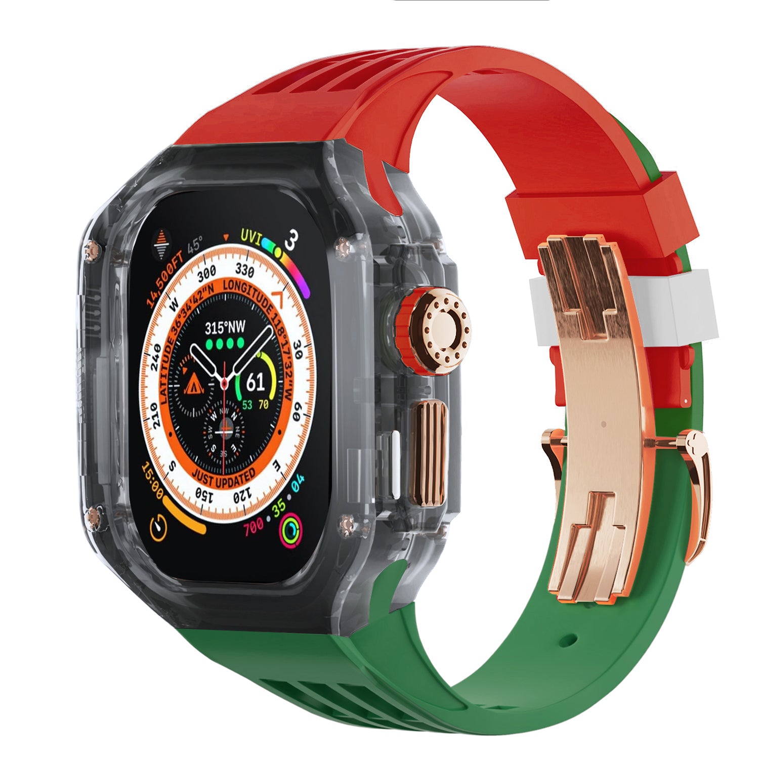 Smoke Black Apple Watch Case & Fluororubber Band Set – Ultra | RM Style