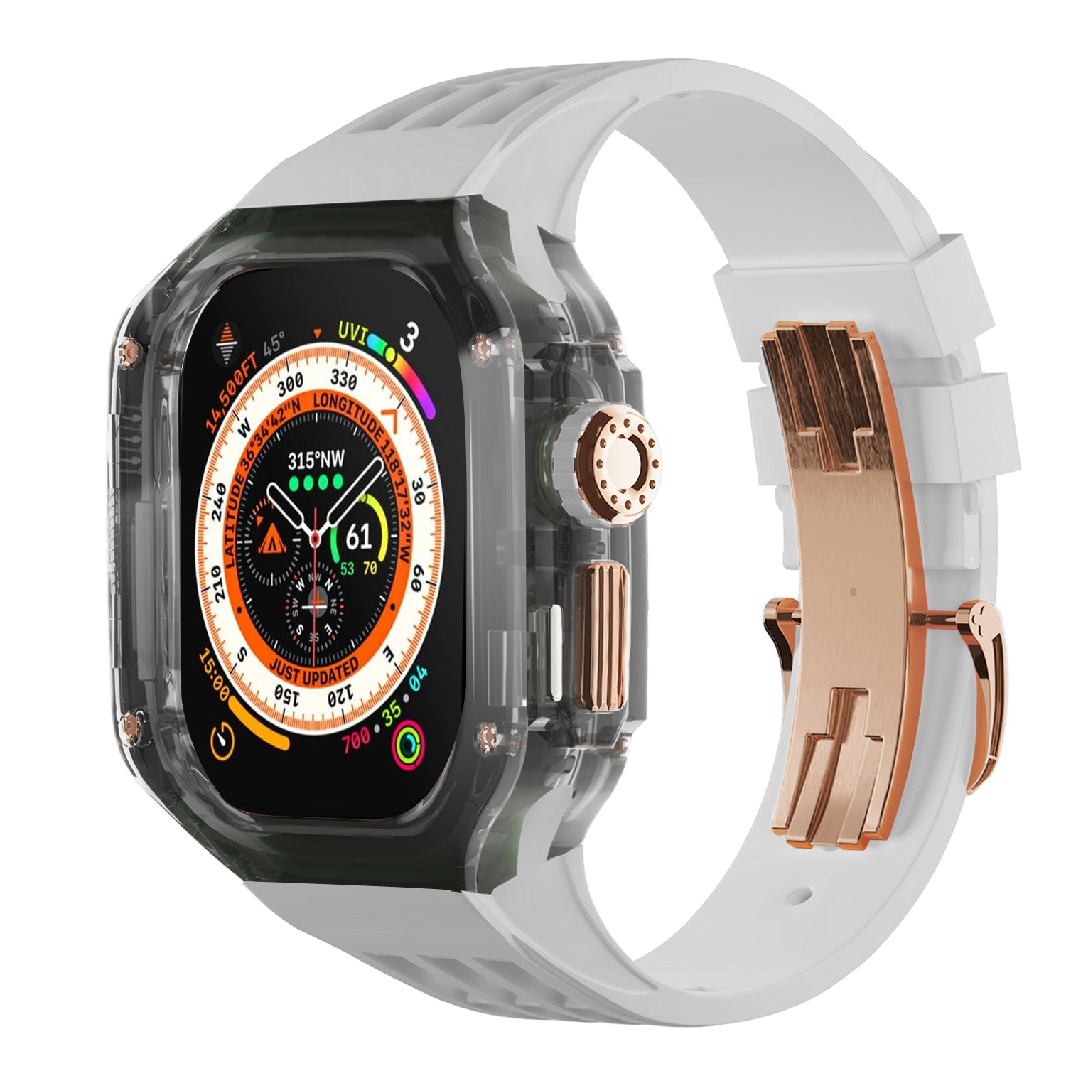 Smoke Black Apple Watch Case & Fluororubber Band Set – Ultra | RM Style