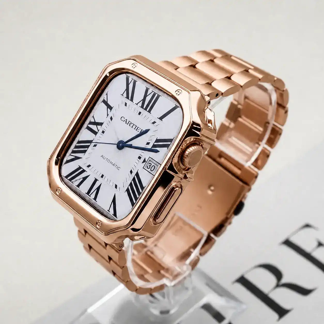 Apple Watch Mod Case & Strap – Rose Gold Santo Style - 