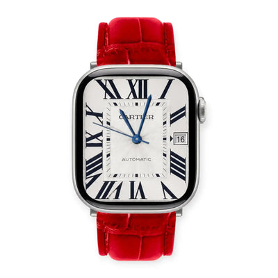 Apple Watch Mod Leather Strap – Red Santo Style - 