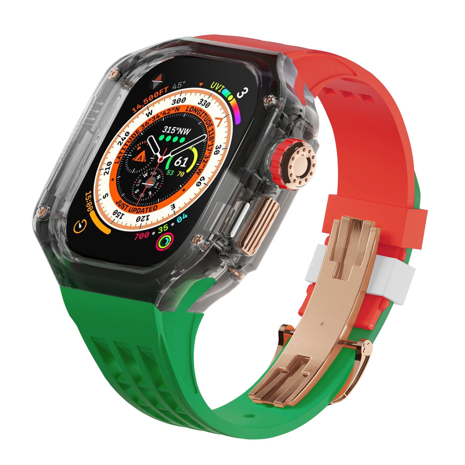 Smoke Black Apple Watch Case & Fluororubber Band Set – Ultra | RM Style