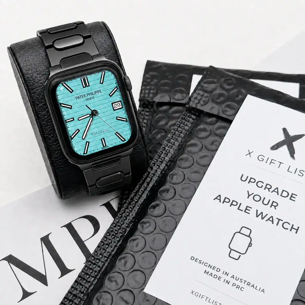 Apple Watch Mod Titanium Strap – Black Nautilus Style - 