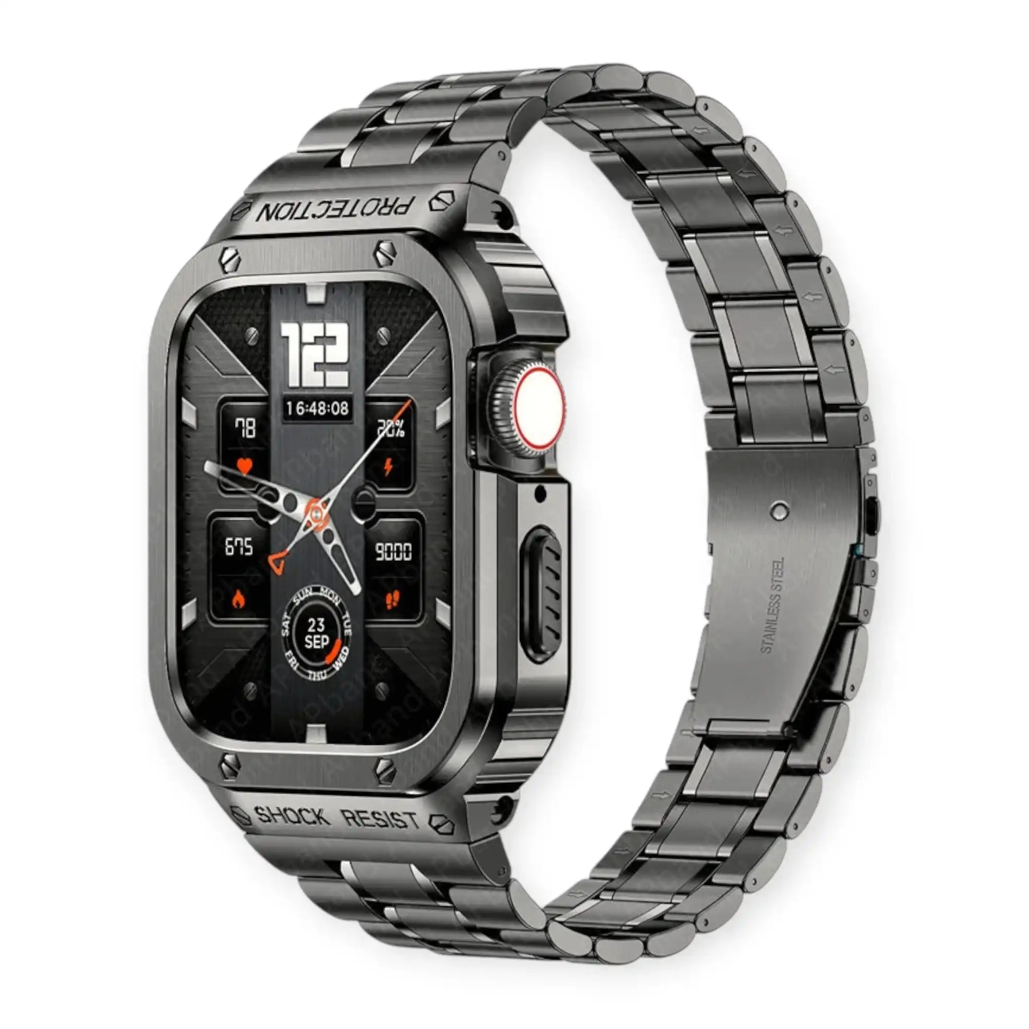 Gunmetal Apple Watch Stainless Steel Case & Band Set | Sport Style