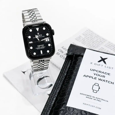 Apple Watch Mod Jubilee Steel Strap – Silver Datejust Style - 