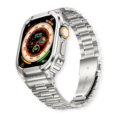 Silver Apple Watch Stainless Steel Case & Band Set | Sport Style