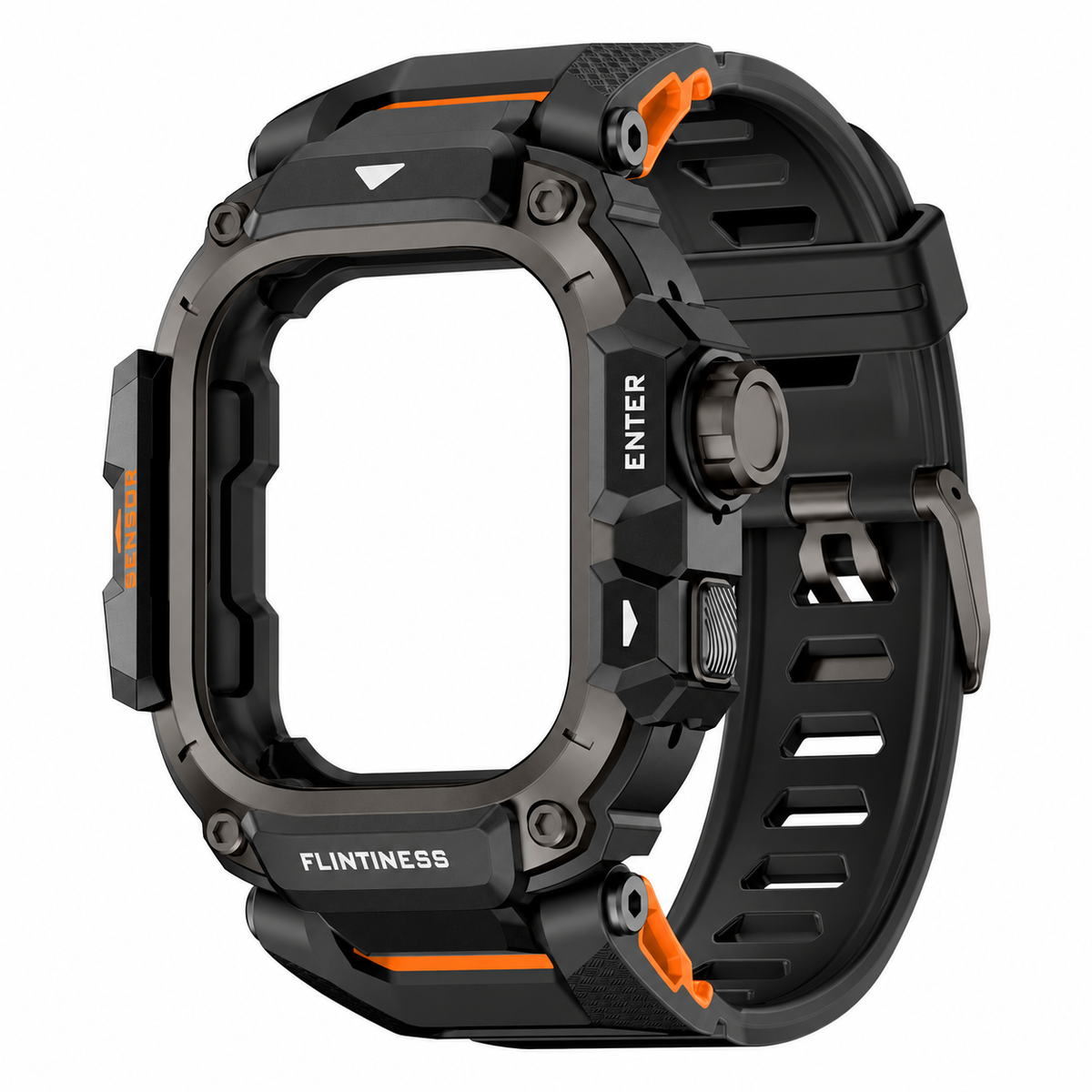 Black & Orange Apple Watch Ultra Armor Case & Band Set | Outdoor Mod Kit - 
