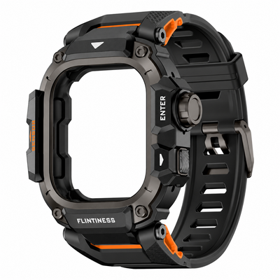 Black & Orange Apple Watch Ultra Armor Case & Band Set | Outdoor Mod Kit - 
