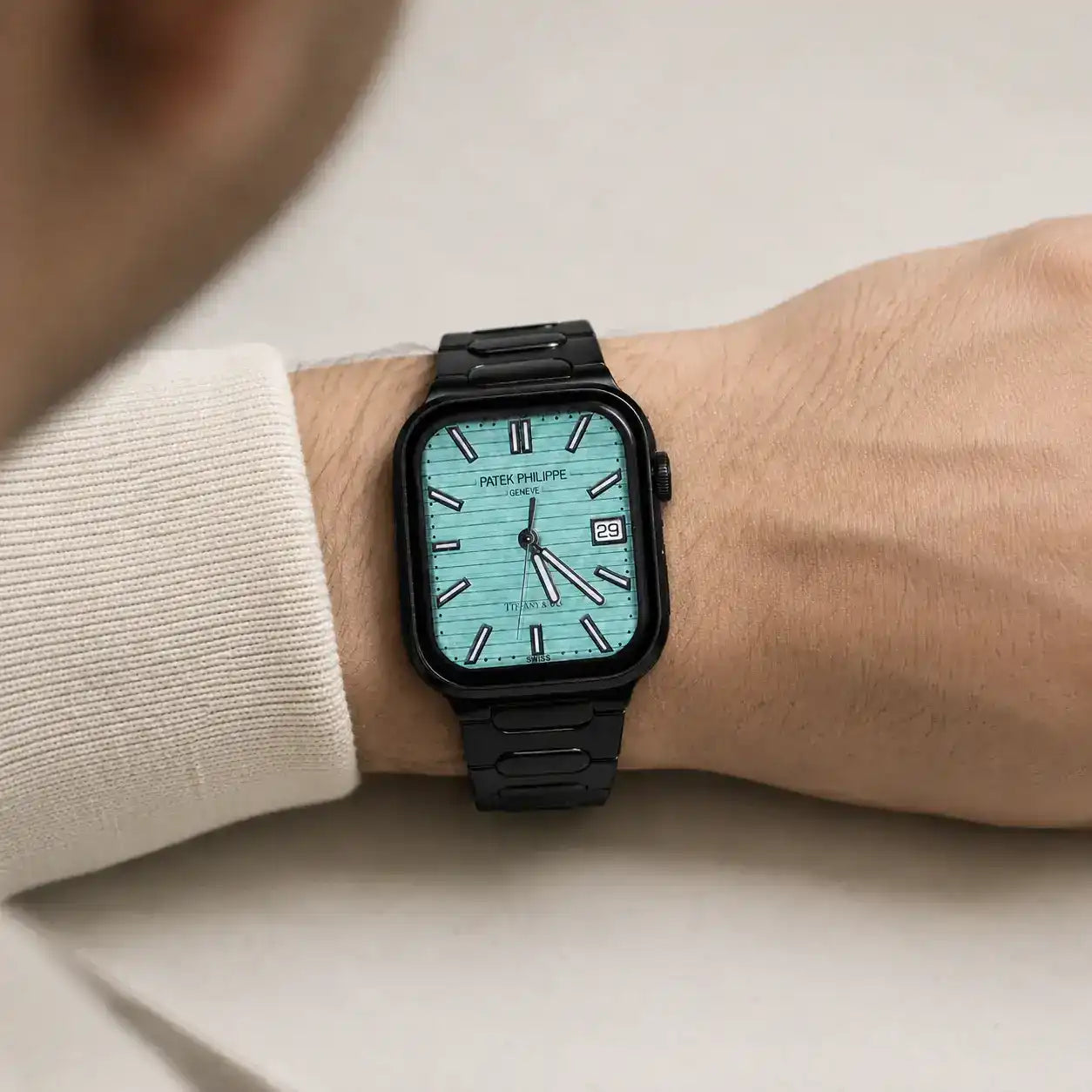 Apple Watch Mod Titanium Strap – Black Nautilus Style - 