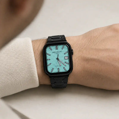 Apple Watch Mod Titanium Strap – Black Nautilus Style - 