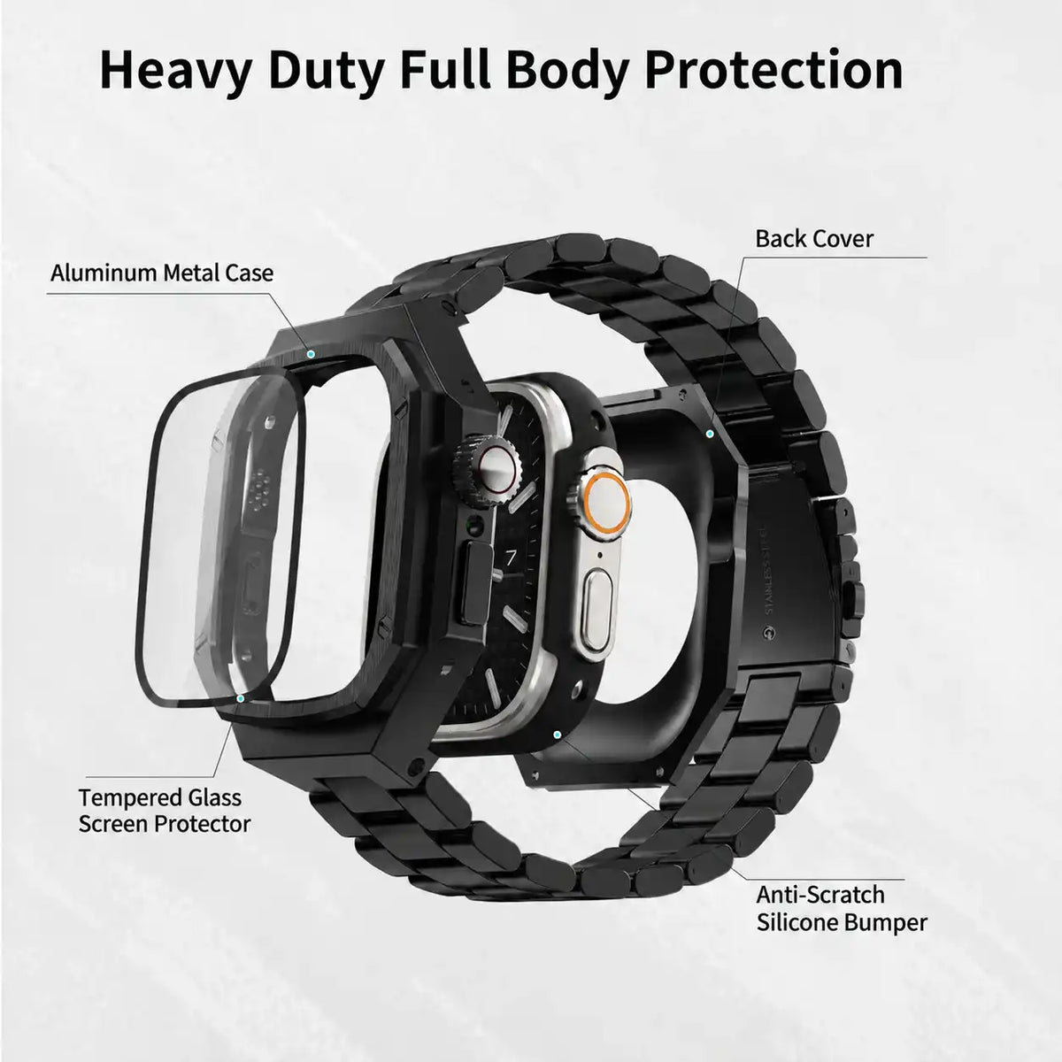 Apple Watch Ultra Aluminum Case & Steel Band Set | Royal Oak Mod Kit - 