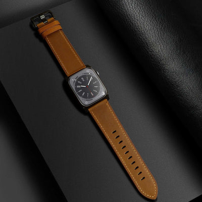 Red Brown Genuine Leather Apple Watch Band | Dress Style
