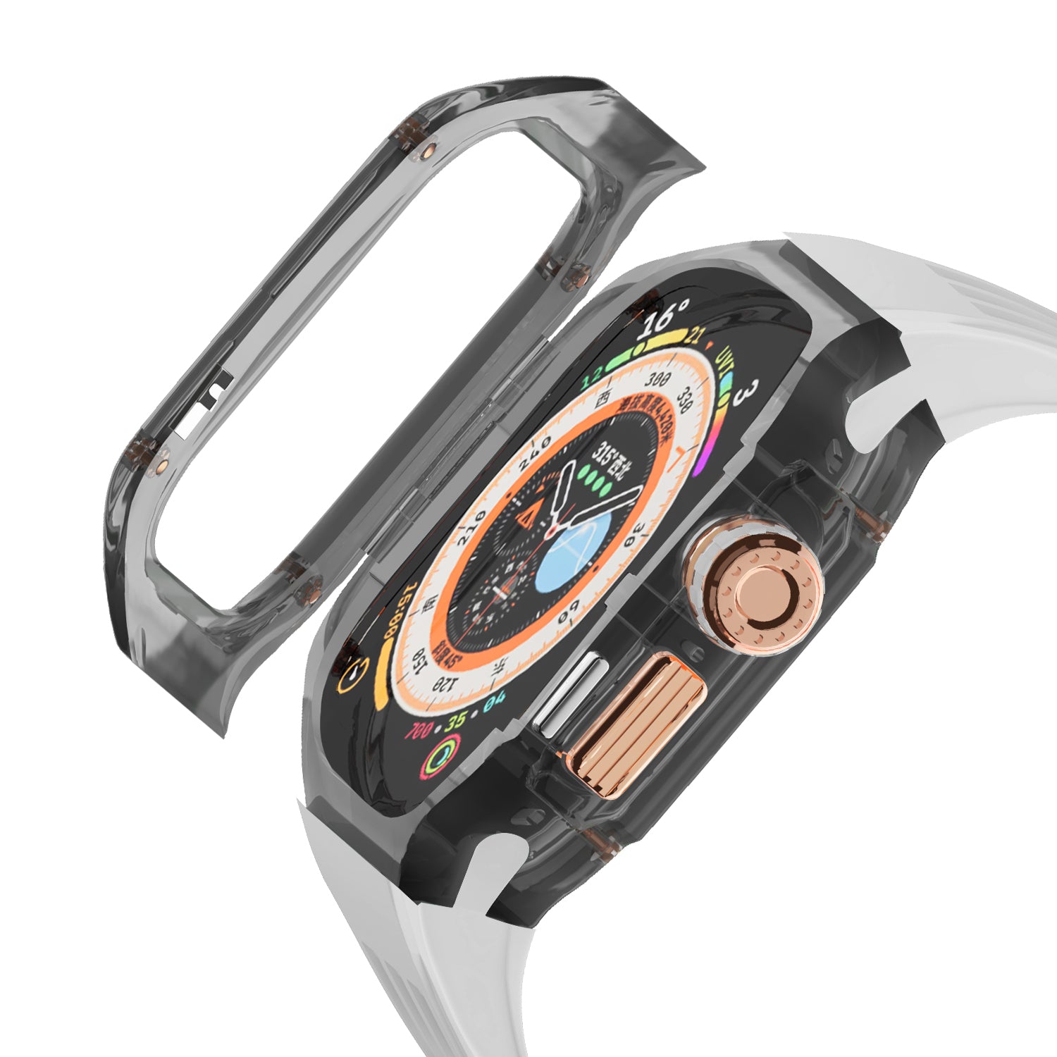 Smoke Black Apple Watch Case & Fluororubber Band Set – Ultra | RM Style