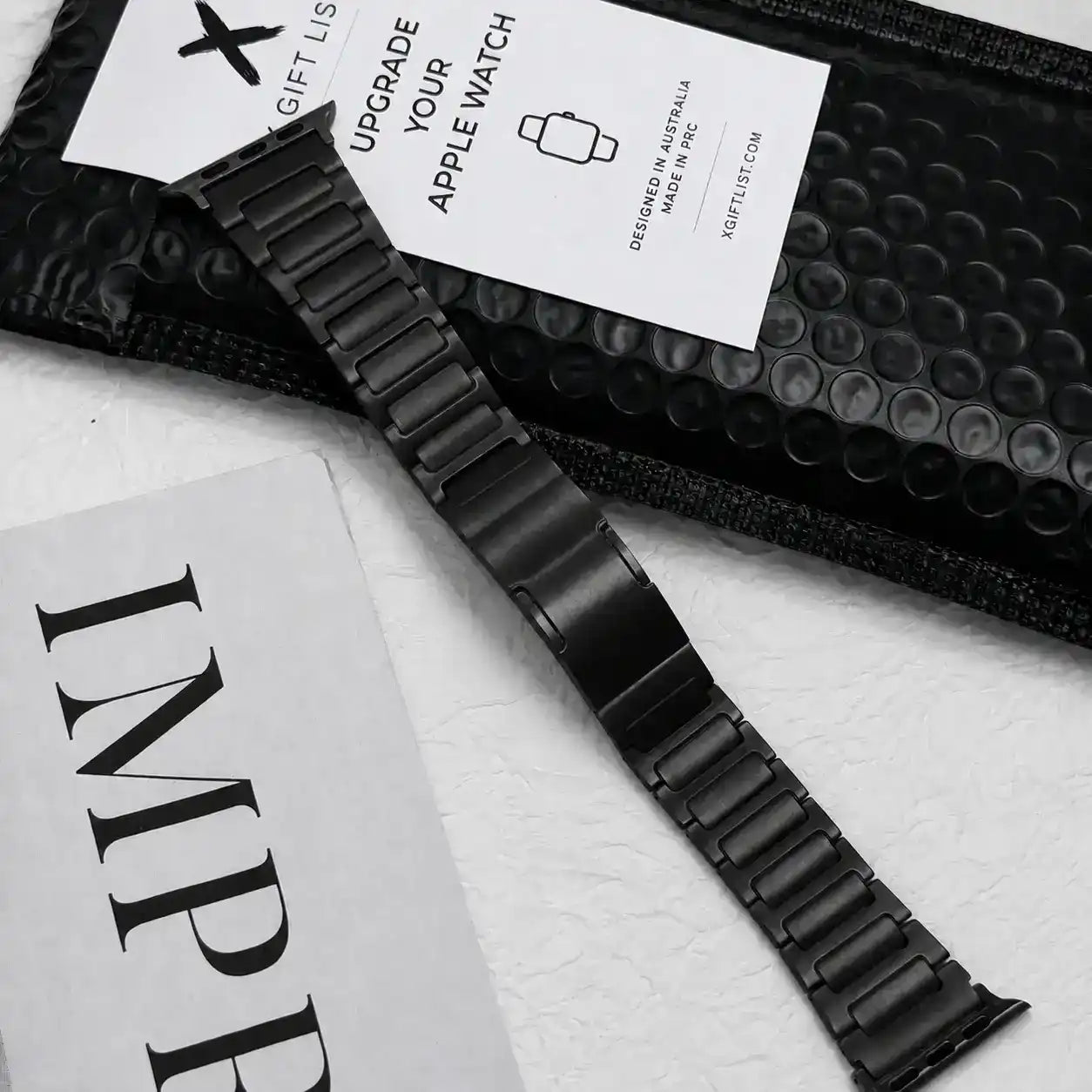 Apple Watch Mod Titanium Strap – Black Nautilus Style - 