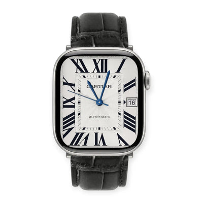 Apple Watch Mod Leather Strap – Black Santo Style - 